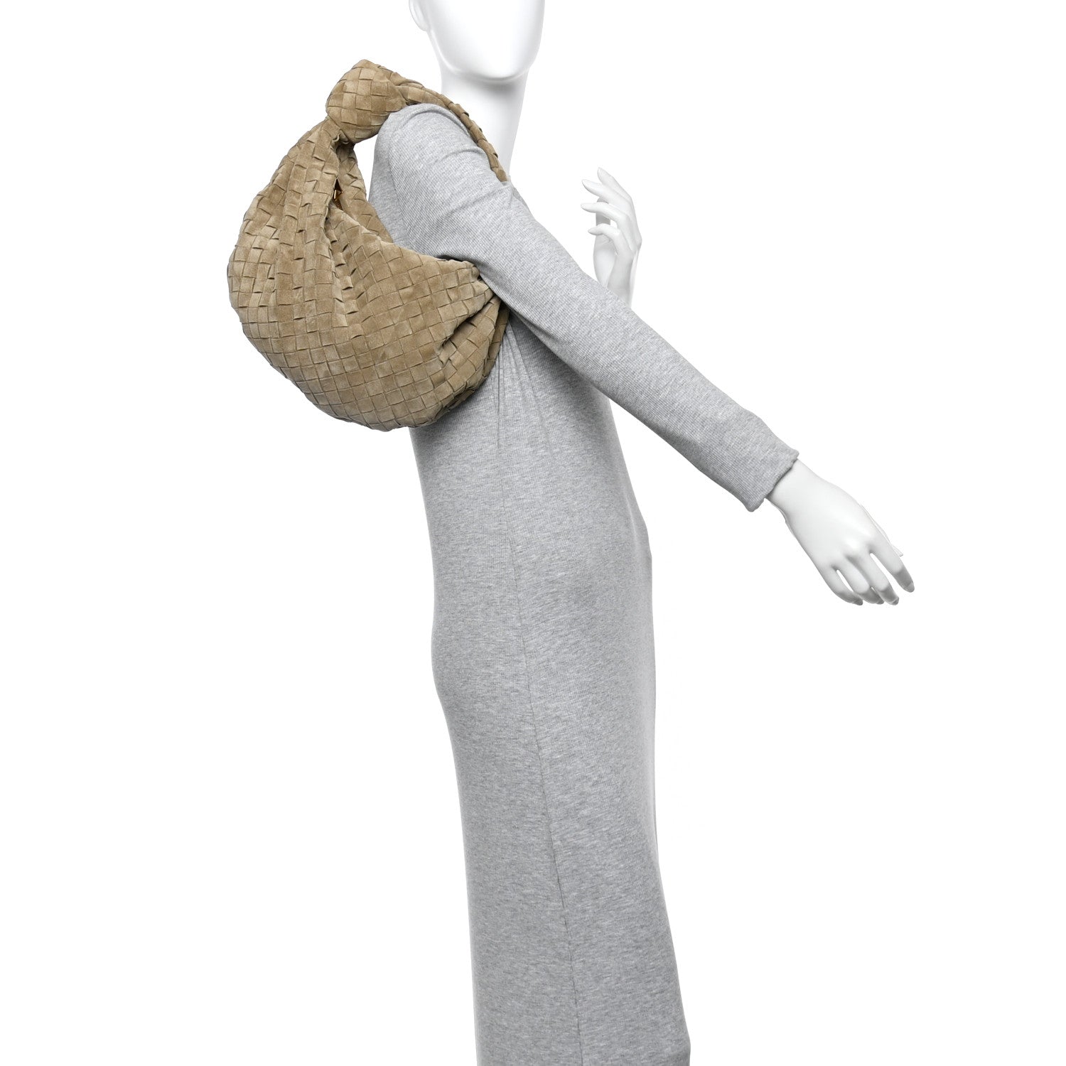 Bottega Veneta Suede Calfskin Intrecciato Teen Jodie Hobo Beige 2 of 10