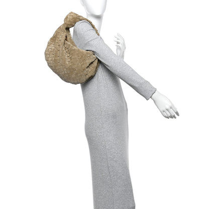 Bottega Veneta Suede Calfskin Intrecciato Teen Jodie Hobo Beige 2 of 10