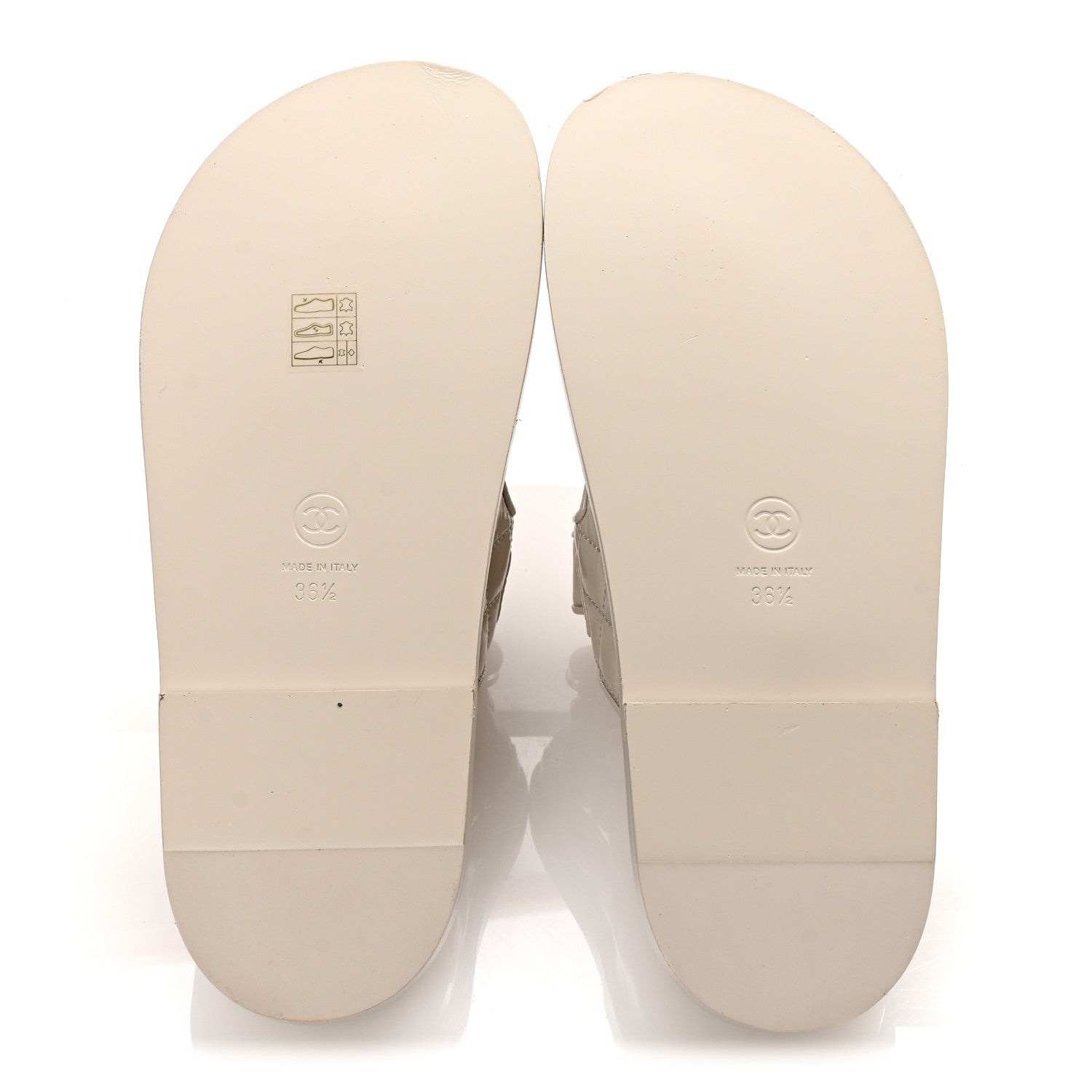 Chanel Shiny Calfskin Pearl Quilted Velcro Dad CC Slide Sandals 36.5 Light Beige 6 of 9