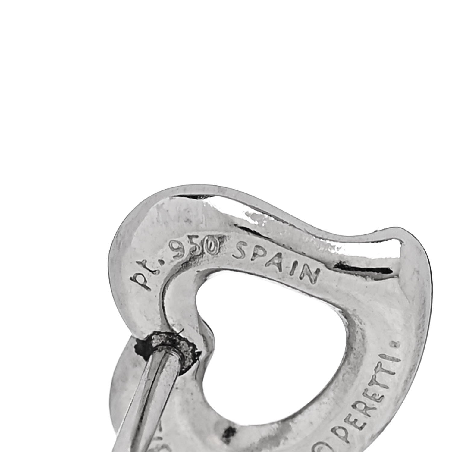 Tiffany Platinum Diamond Elsa Peretti Open Heart Earrings 5 of 6