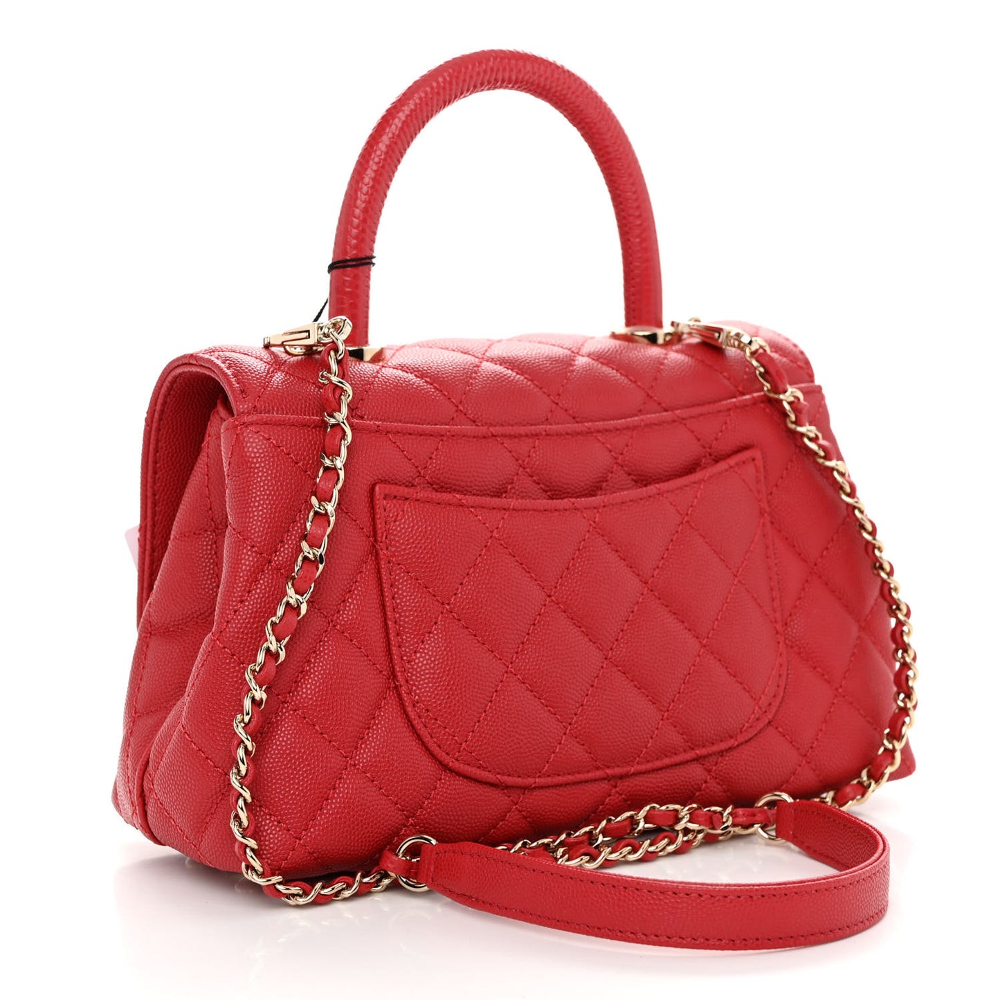 Caviar Quilted Mini Coco Handle Flap Red