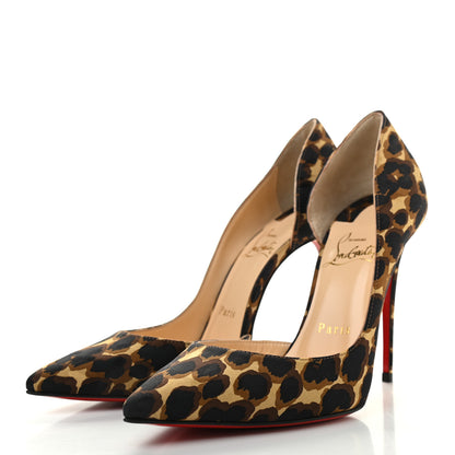 Christian Louboutin Silk Leopardi Iriza 100 Pumps 37 Marron 3 of 7