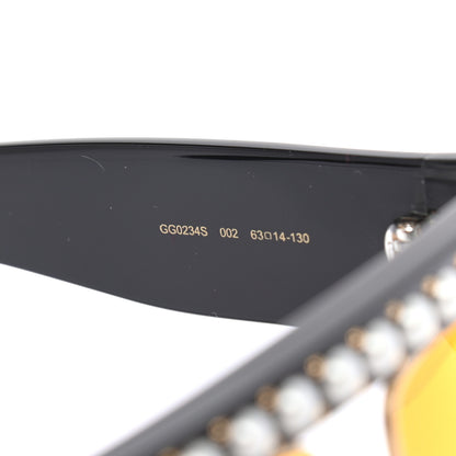 Gucci Acetate Pearl Rectangular Frame Sunglasses GG0234S Black Orange 5 of 7