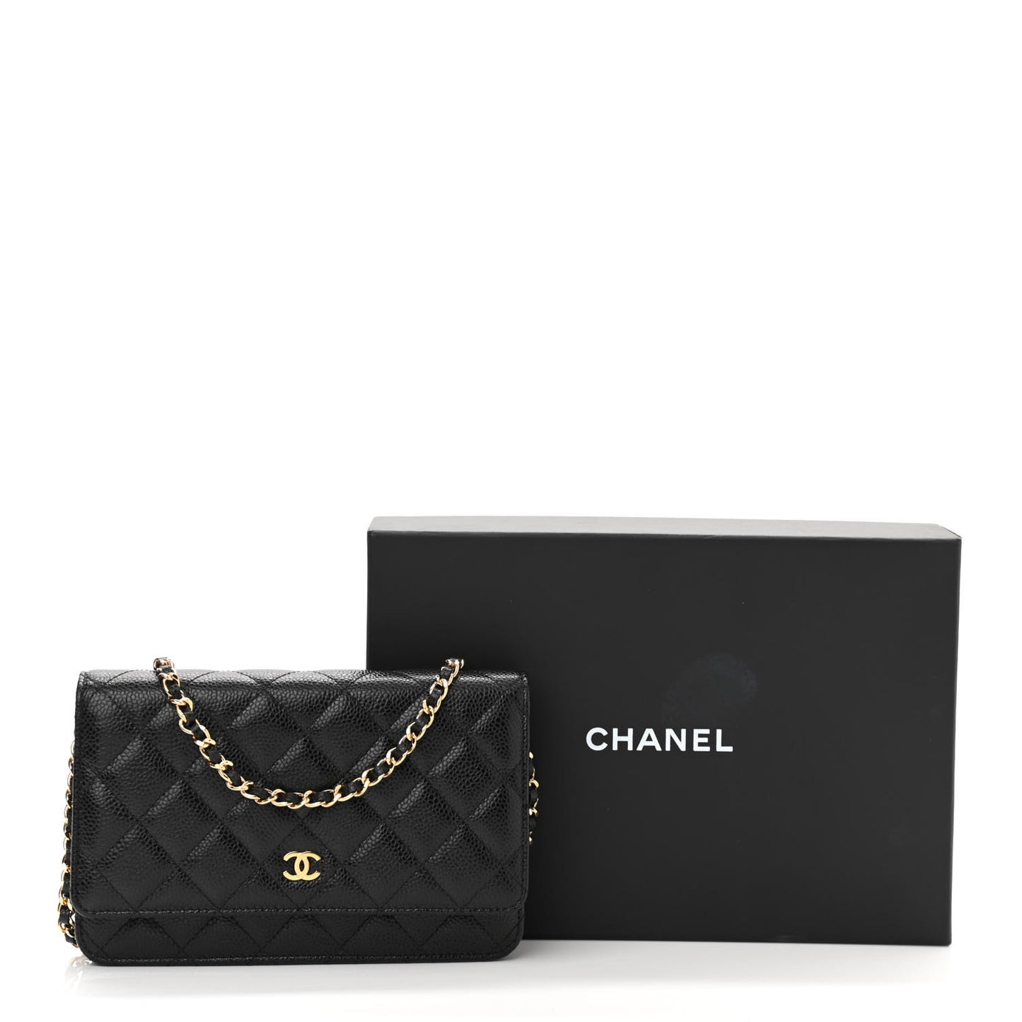 Caviar Quilted Wallet On Chain WOC Black