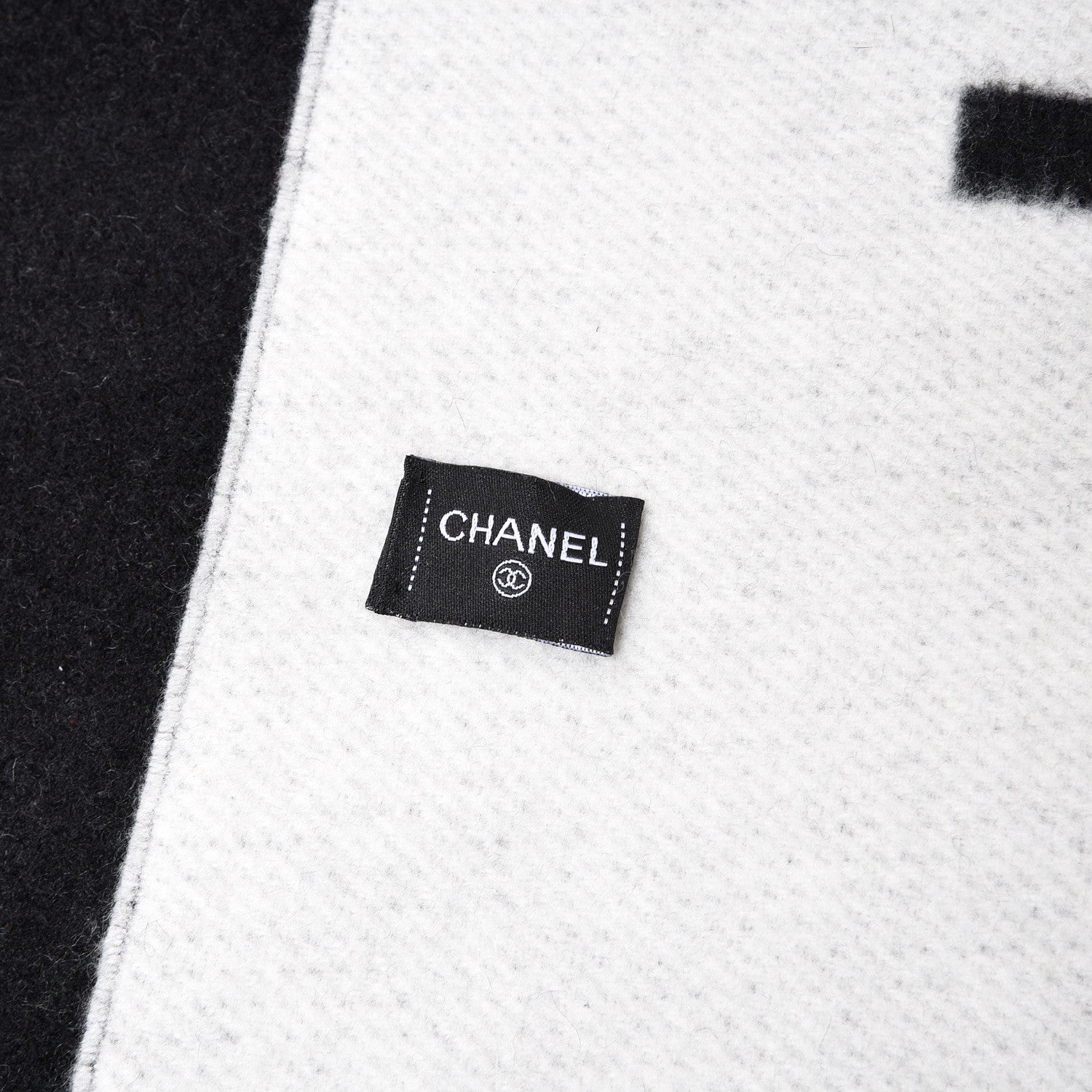 Chanel Cashmere CC Scarf Black White 3 of 3