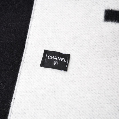 Chanel Cashmere CC Scarf Black White 3 of 3