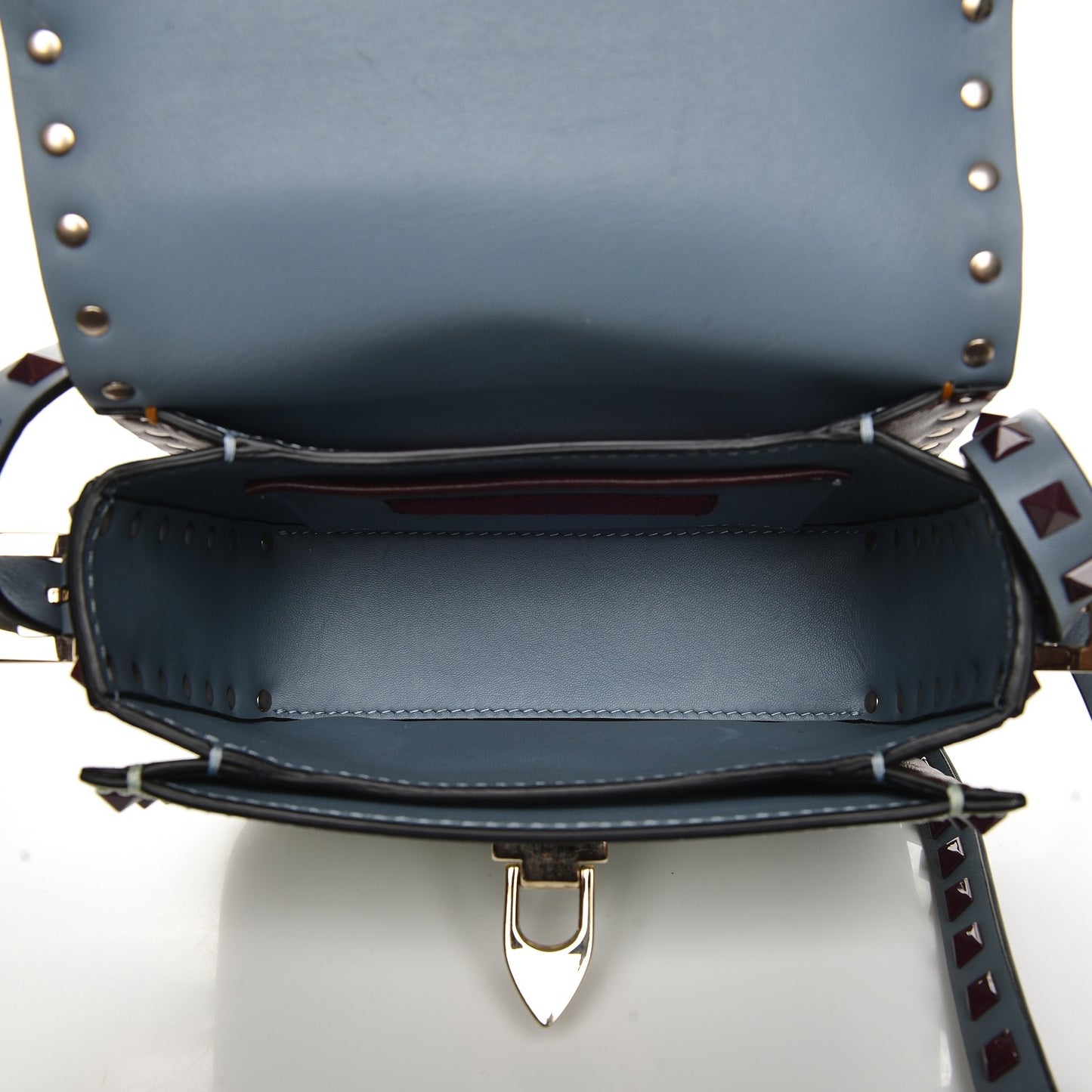 Vitello Colorblock Small Rockstud Flap Saddle Bag Multicolor