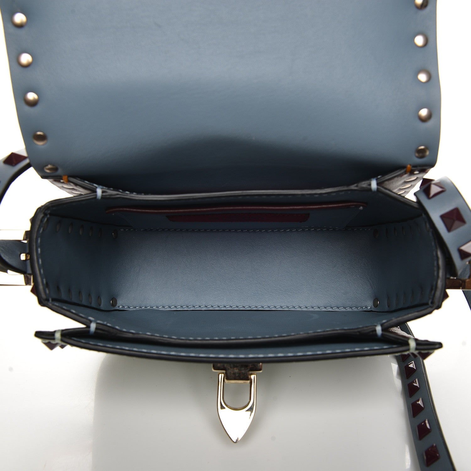 Valentino Garavani Vitello Colorblock Small Rockstud Flap Saddle Bag Multicolor 7 of 8