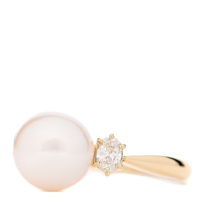 Mikimoto 18K Yellow Gold Diamond Akoya Pearl 10mm Three-Stone Ring 49 4.75 2 of 5