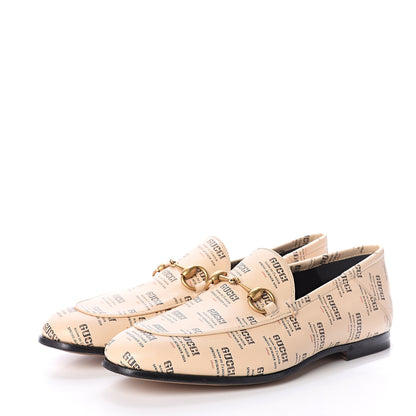 Gucci Calfskin Stamp Print Mens Brixton Horsebit Loafers 5.5 Soy 3 of 7