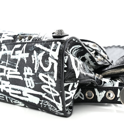 Balenciaga Agneau Arena Graffiti Neo Cagole City Handbag XS Black White 11 of 12