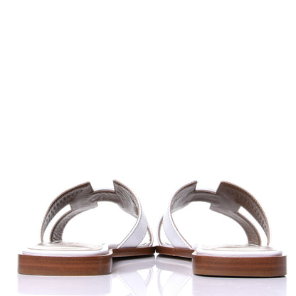 Hermes Box Calfskin Oran Sandals 37 White 6 of 11
