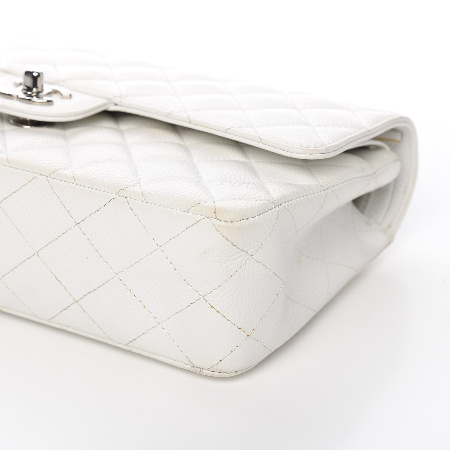 Chanel Caviar Quilted Medium Double Flap White 8 of 11