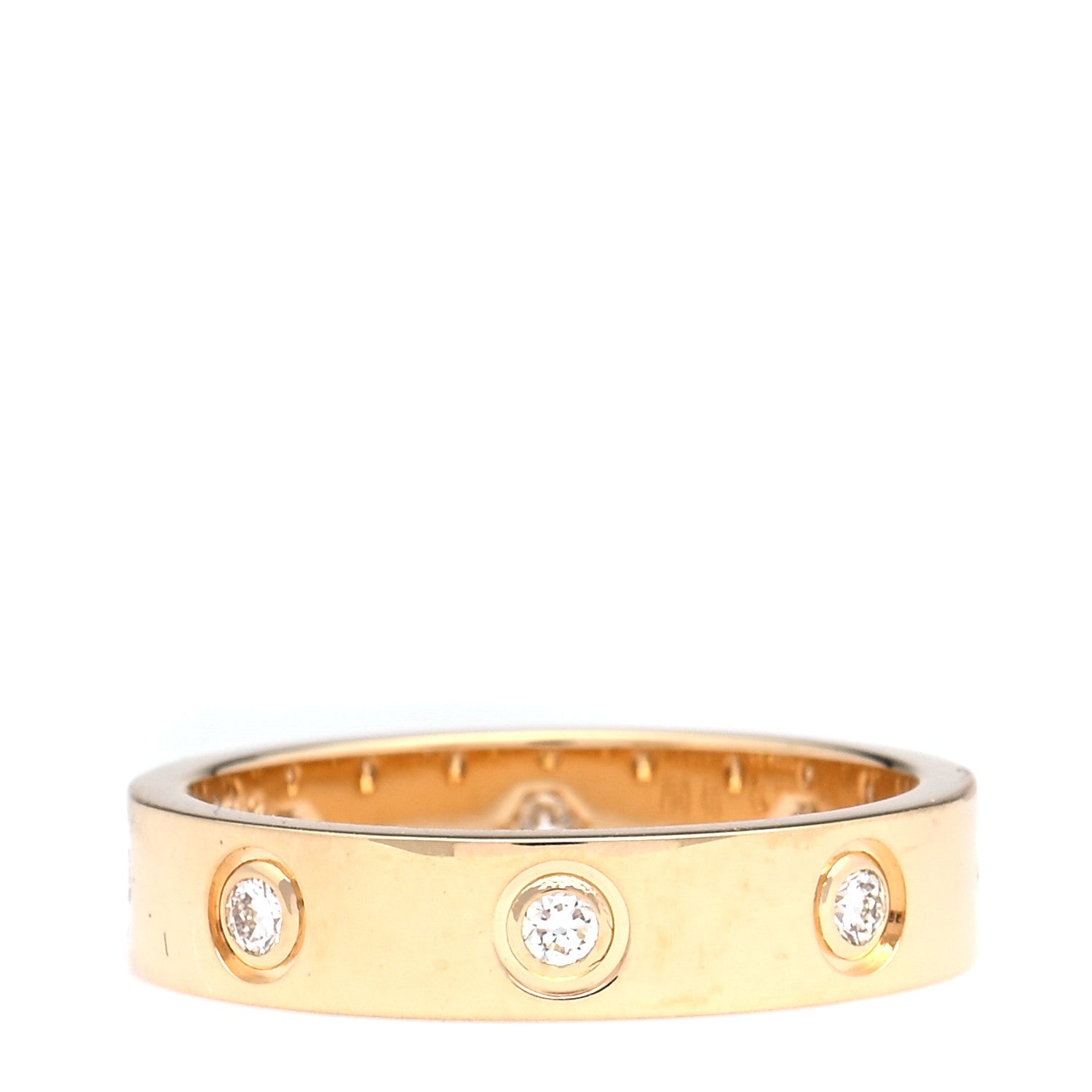 Cartier 18K Yellow Gold 8 Diamond 4mm LOVE Wedding Band Ring 49 5 1 of 7