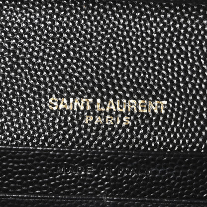 Saint Laurent Grain De Poudre Matelasse Chevron Monogram Chain Wallet Black 6 of 10