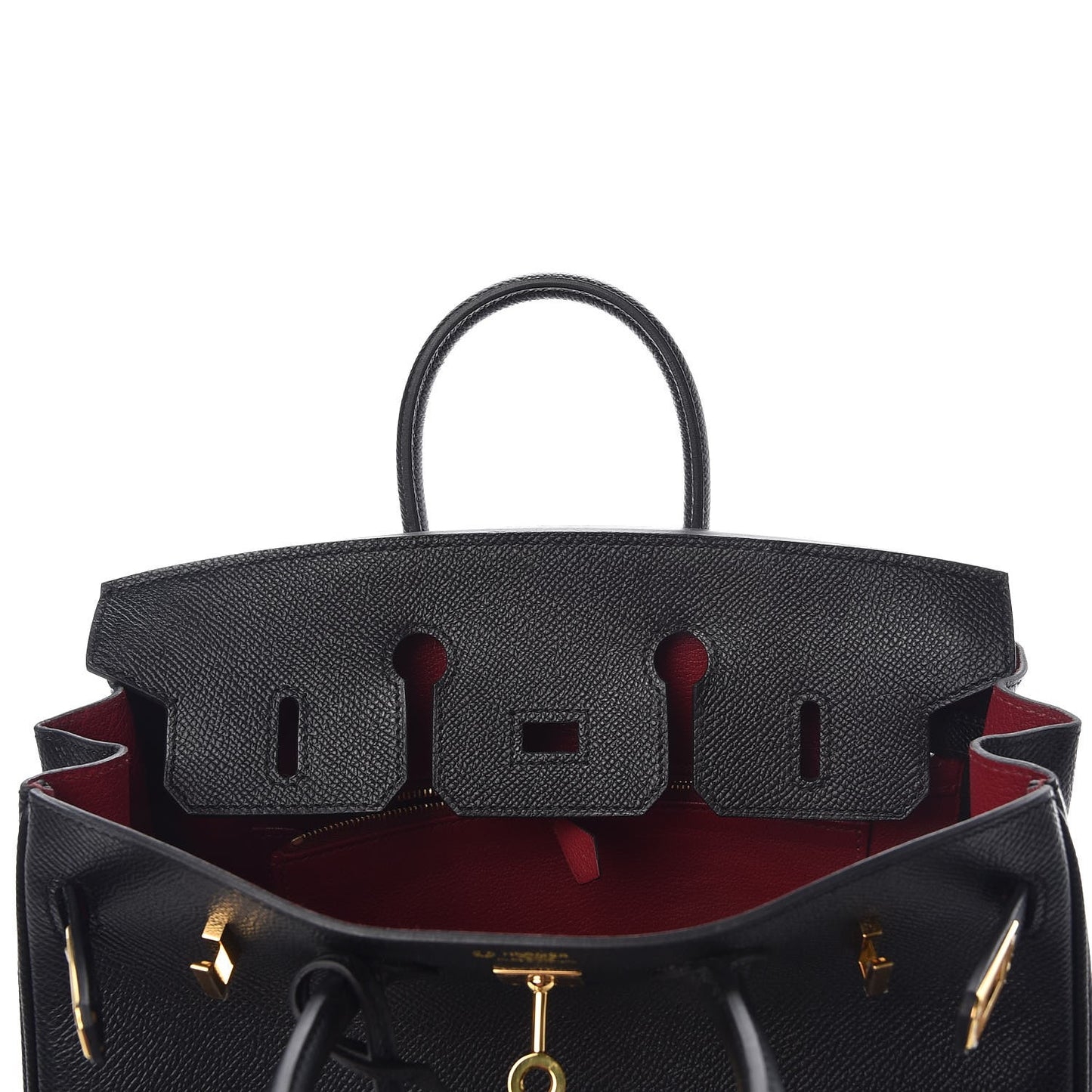 Epsom Horseshoe Birkin 25 Black Rouge Vif