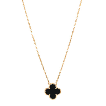 Van Cleef & Arpels 18K Yellow Gold Black Onyx Vintage Alhambra Pendant Necklace 1 of 7