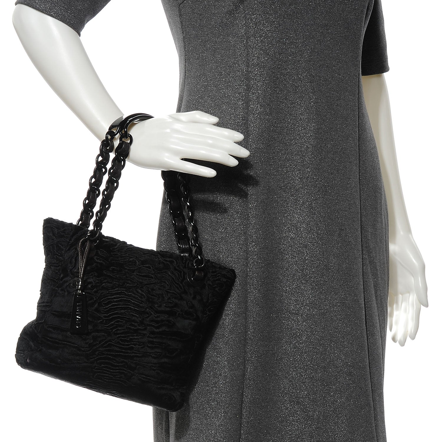 Chanel Persian Lamb Fur Tote Black 2 of 7