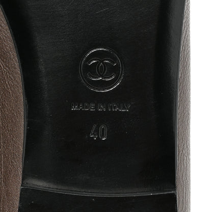 Chanel Iridescent Grained Calfskin Cap Toe Ballerina Flats 40 Dark Silver 6 of 8