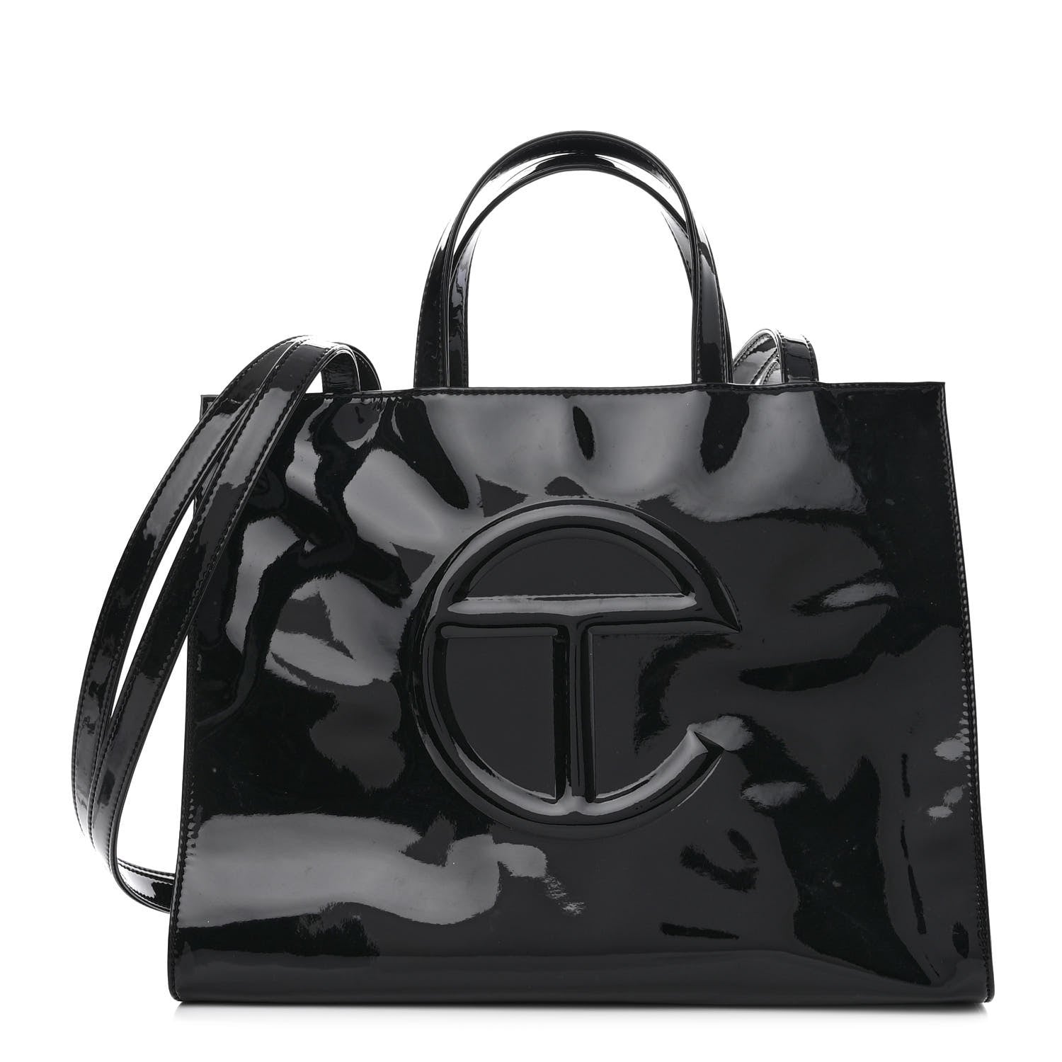 Telfar Patent Vegan Leather Medium Shopping Bag Black 1 of 10