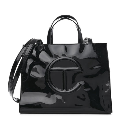 Telfar Patent Vegan Leather Medium Shopping Bag Black 1 of 10