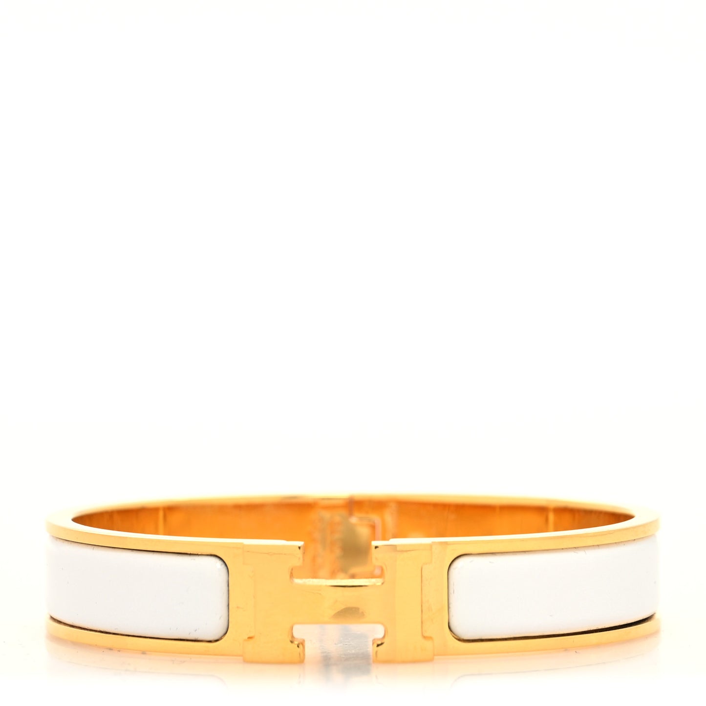 Enamel Narrow Clic Clac H Bracelet GM White