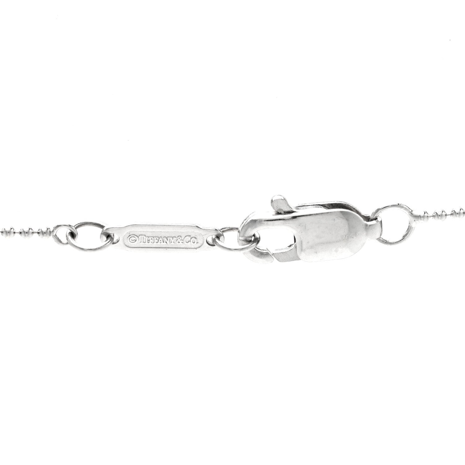 Tiffany 18K White Gold Diamond Clover Key Pendant Bead Necklace 5 of 5