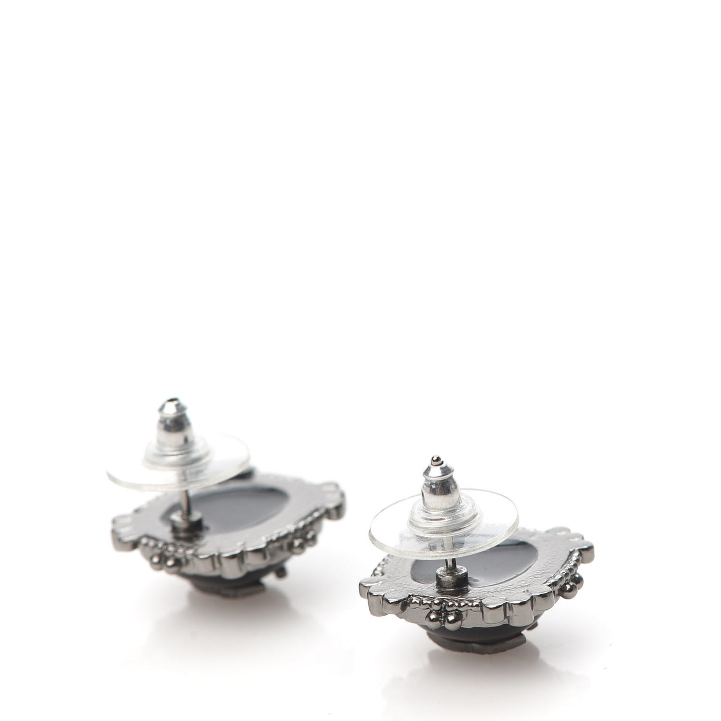 Ruthenium Enamel CC Earrings Black