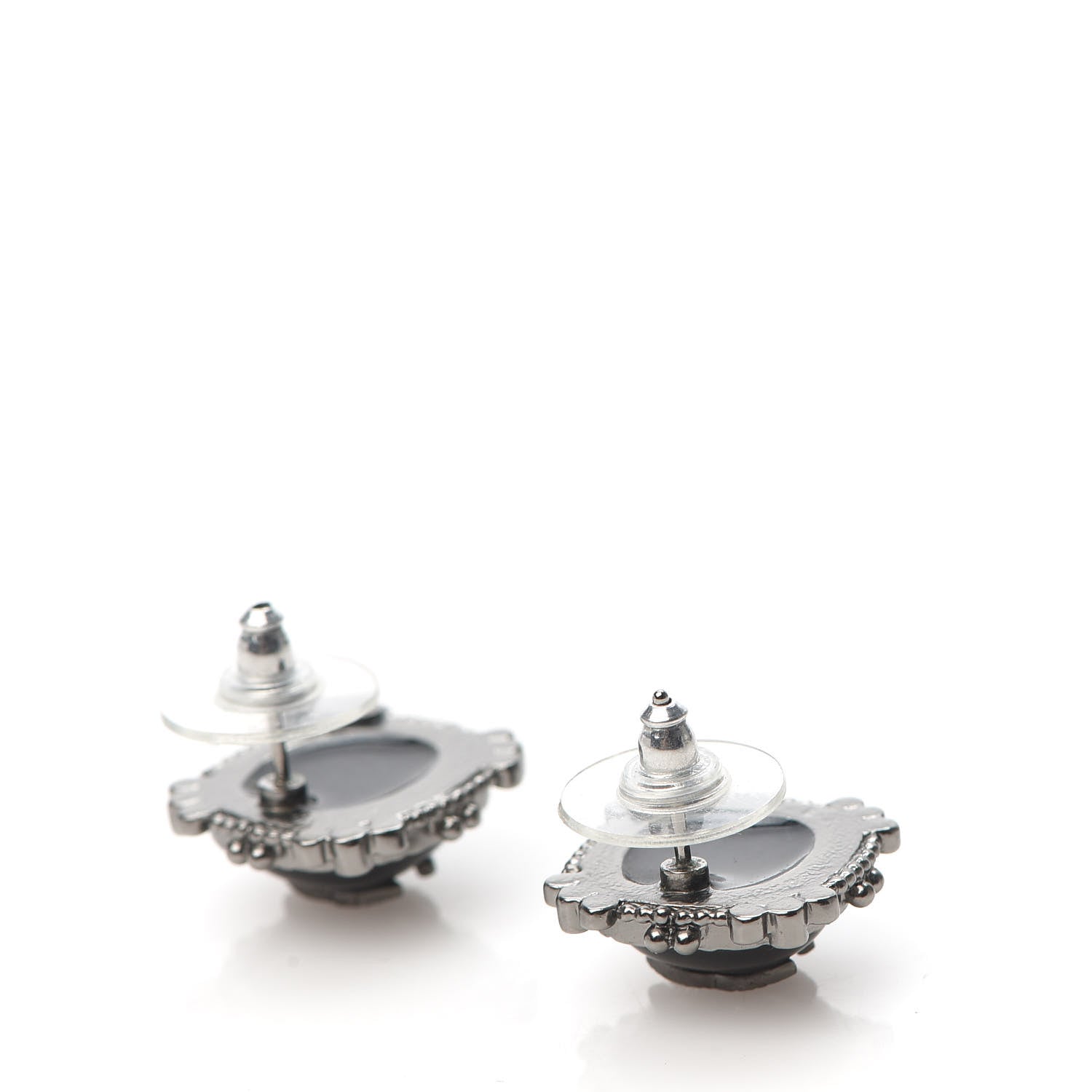 Chanel Ruthenium Enamel CC Earrings Black 3 of 5