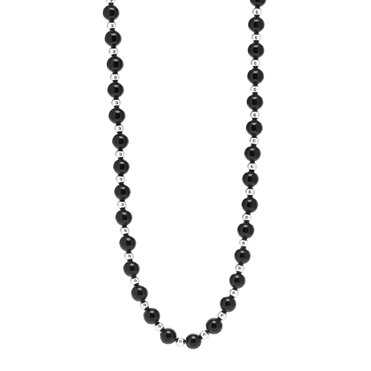 Sterling Silver Black Onyx Bead Necklace