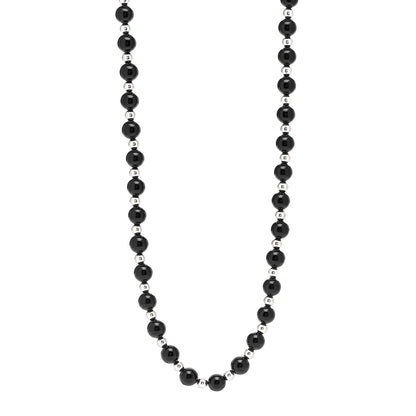Tiffany Sterling Silver Black Onyx Bead Necklace 1 of 6