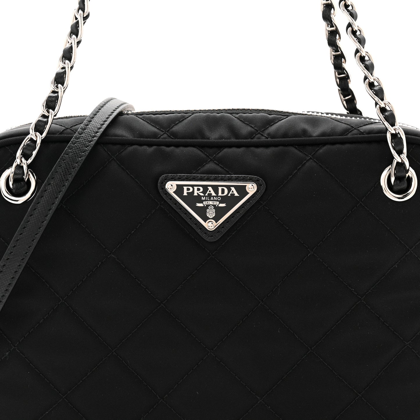 Nylon Tessuto Impuntu Quilted Bandoliera Crossbody Bag Black