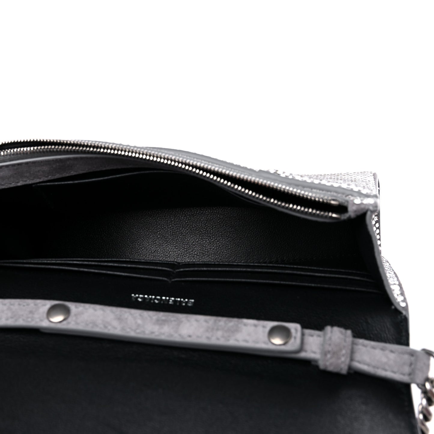 Strass Suede Hourglass Chain Bag Smoke Grey Crystal