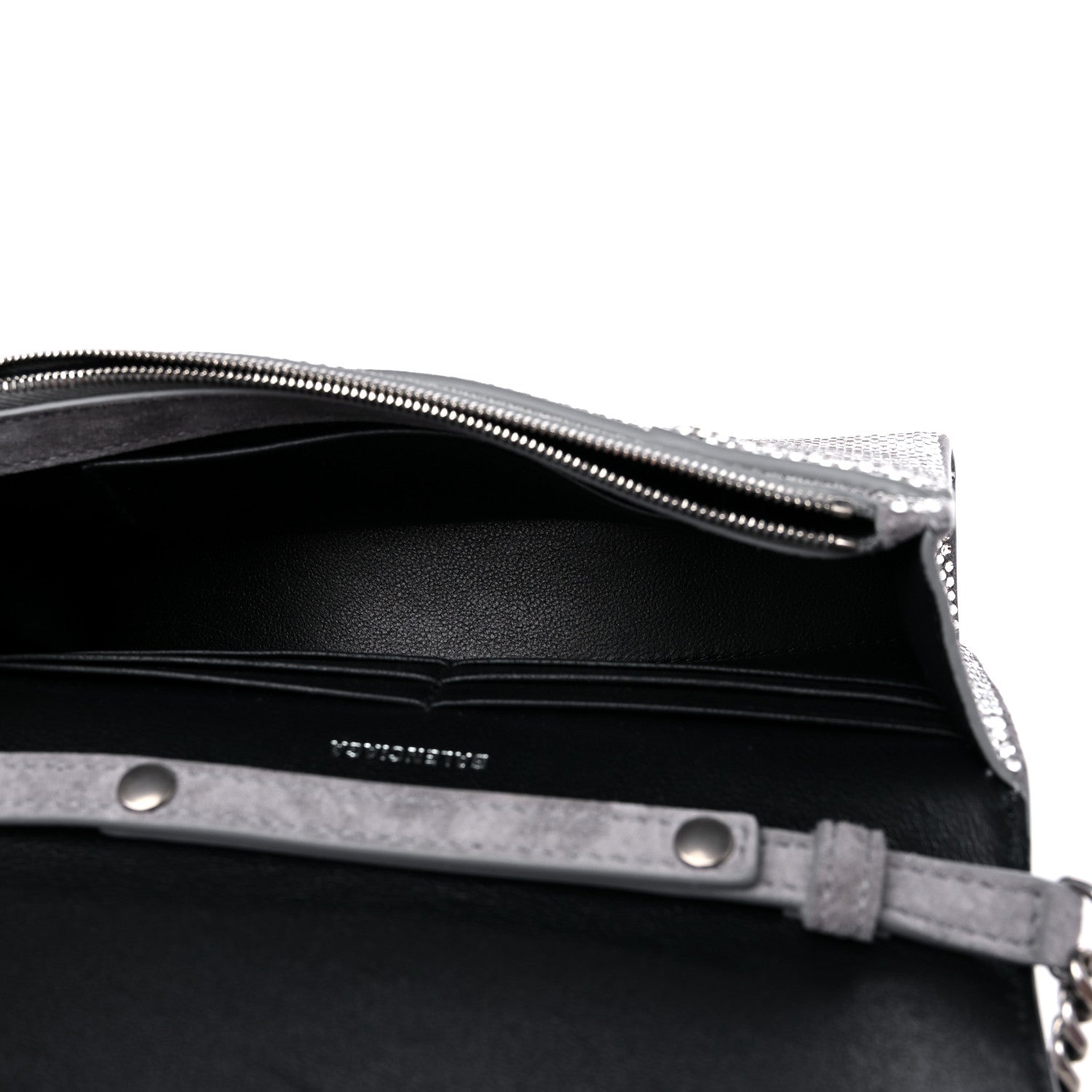 Balenciaga Strass Suede Hourglass Chain Bag Smoke Grey Crystal 5 of 9
