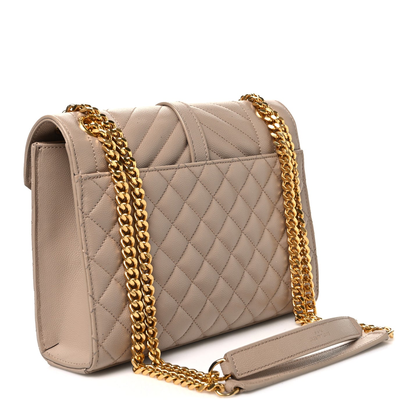 Grain De Poudre Textured Mixed Matelasse Medium Triquilt Monogram Satchel Dark Beige