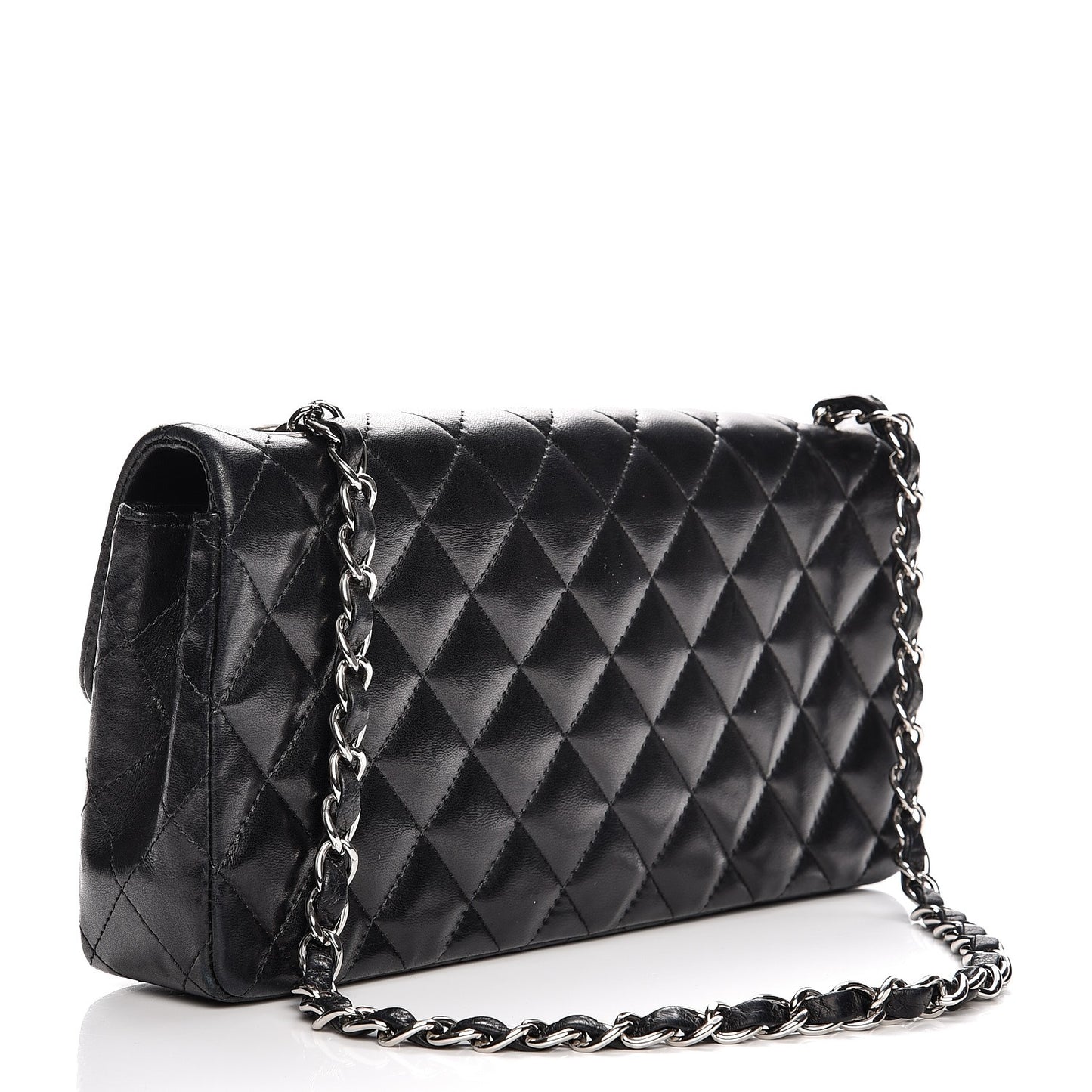 Lambskin Quilted East West Flap Black