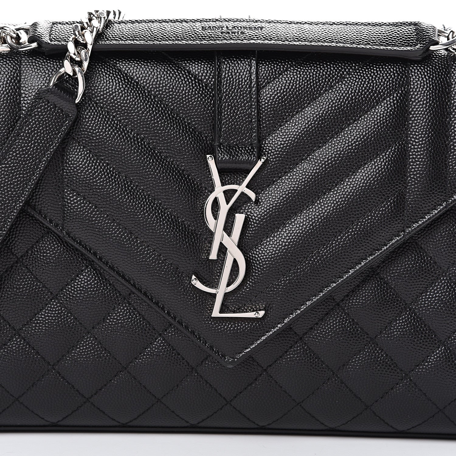 Saint Laurent Grain De Poudre Textured Mixed Matelasse Triquilt Medium Monogram Satchel Black 7 of 9