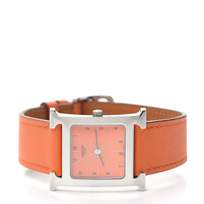 Hermes Stainless Steel Swift 26mm Heure H Hour Quartz Watch Orange 2 of 5