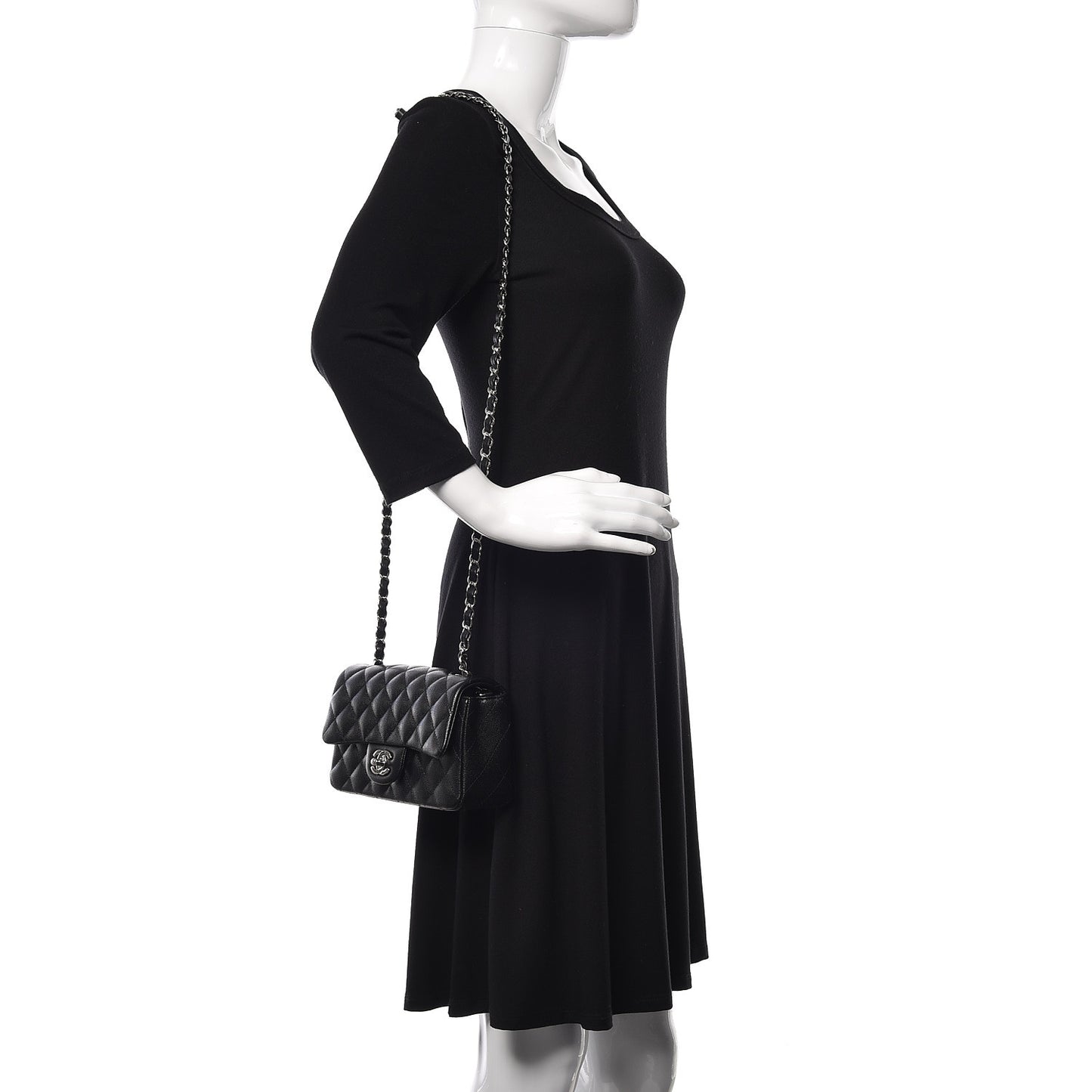 Caviar Quilted Mini Rectangular Flap Black