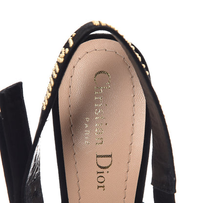 Christian Dior Mesh Plumetis Suede Dotted Studded J'Adoir Slingback 100mm Pumps 37 Black Gold 5 of 10