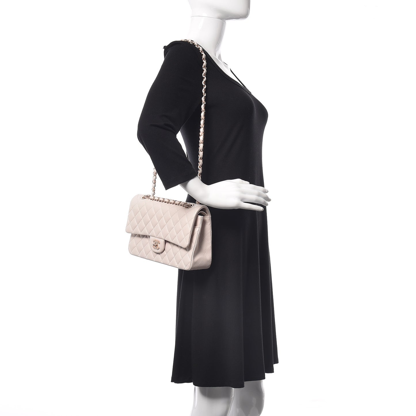 Lambskin Quilted Medium Double Flap Light Pink