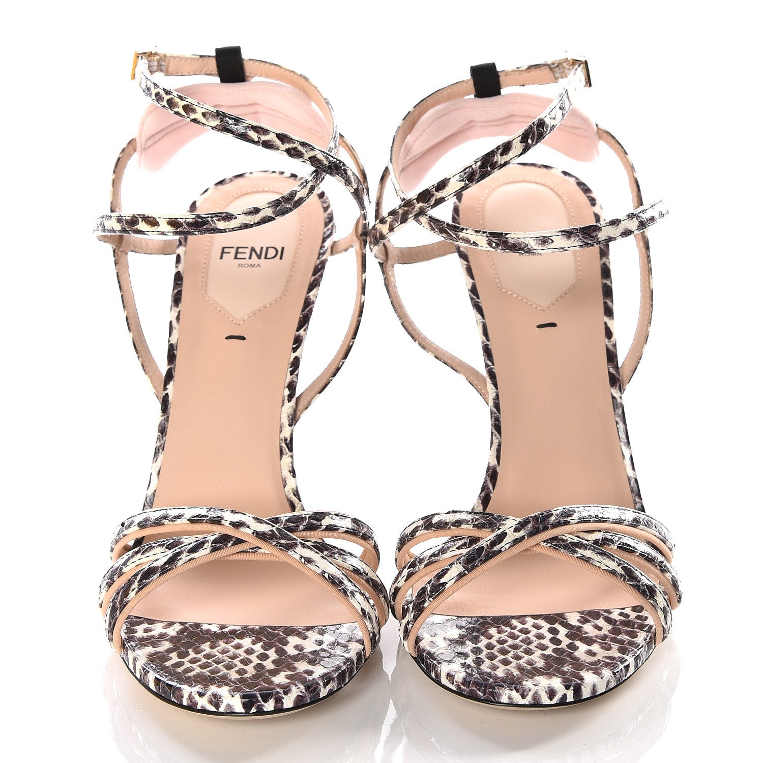Fendi Elaphe Lycra Sandal Pumps 37 Camelia Nude 3 of 10