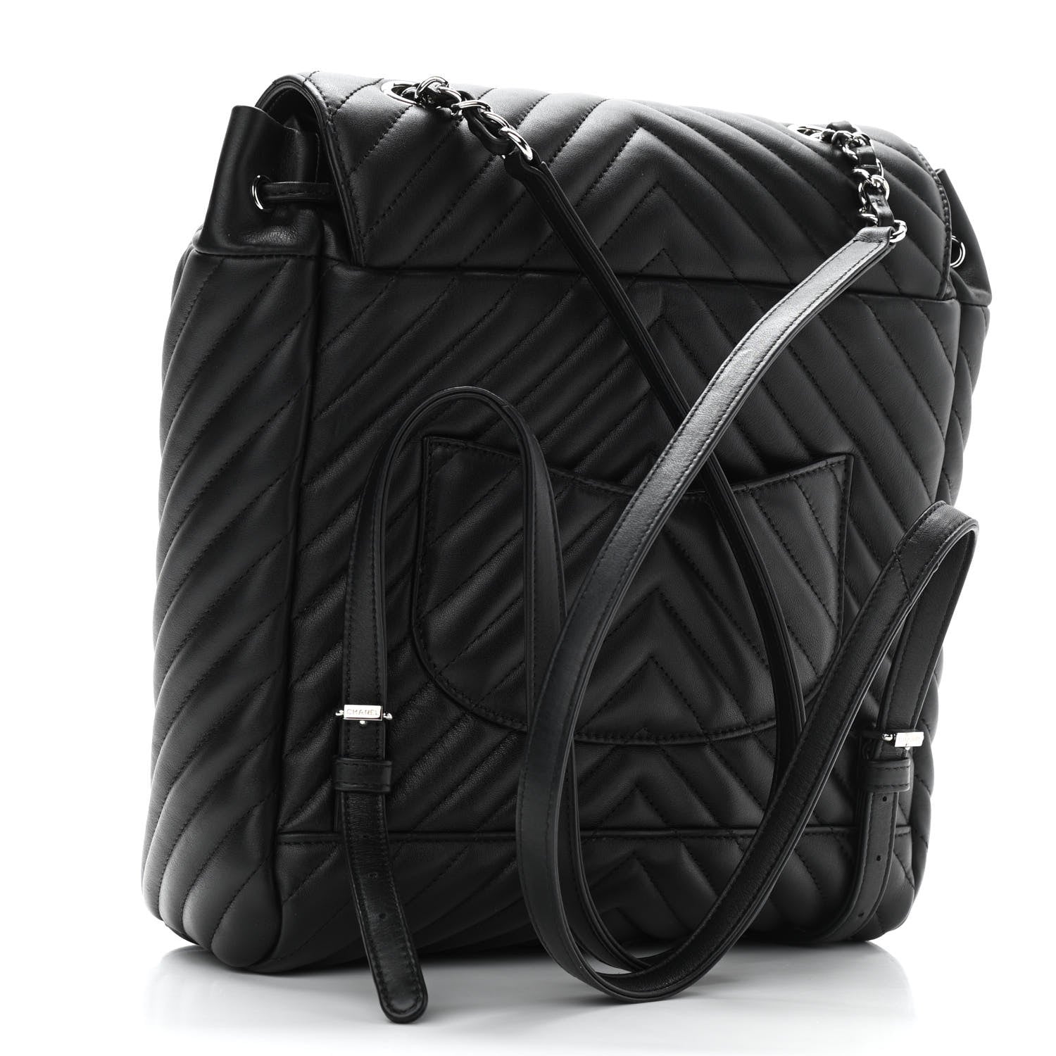 Chanel Calfskin Chevron Quilted Large Urban Spirit Backpack Black 3 of 10
