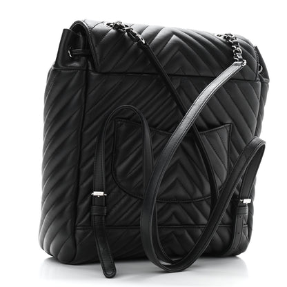 Chanel Calfskin Chevron Quilted Large Urban Spirit Backpack Black 3 of 10