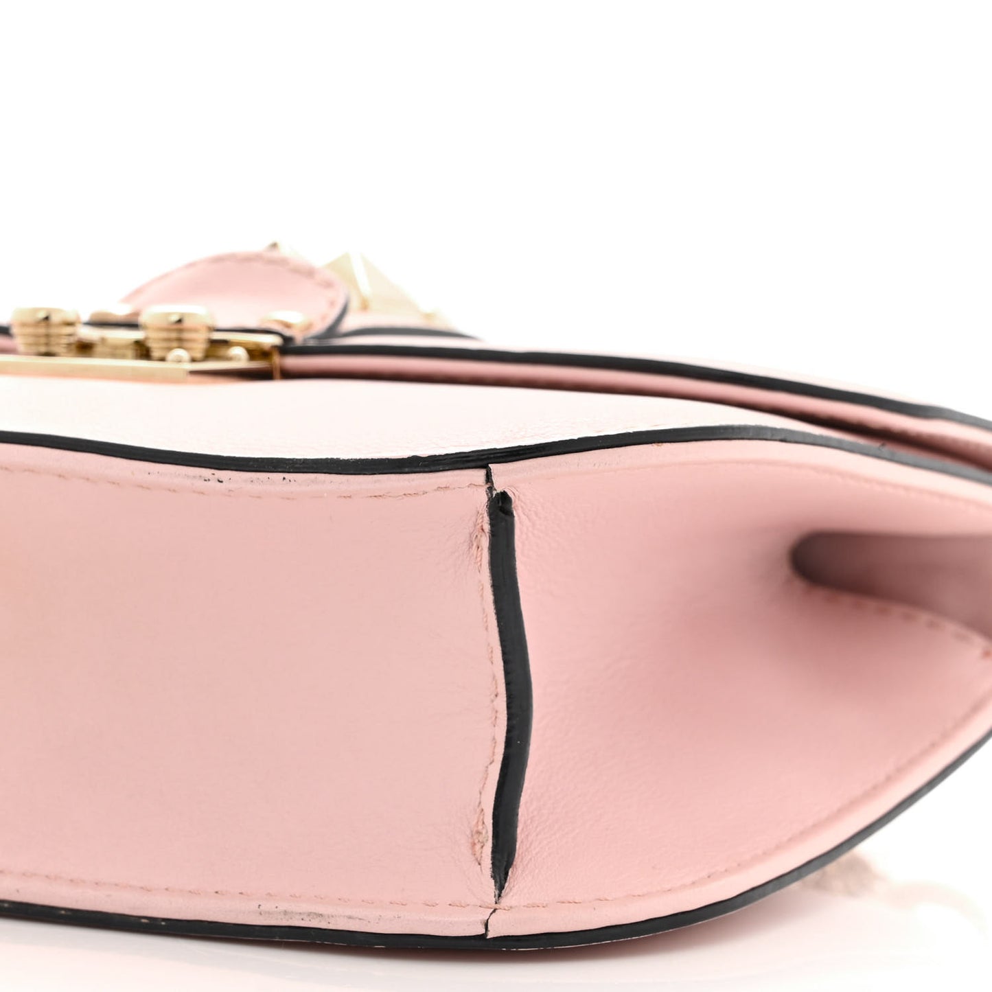 Vitello Small Glam Lock Rockstud Flap Water Rose