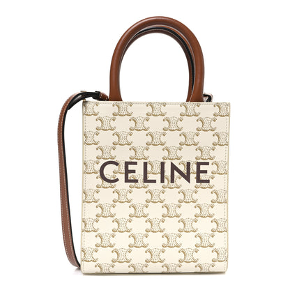 Celine Triomphe Canvas Calfskin Mini Vertical Cabas White 1 of 9
