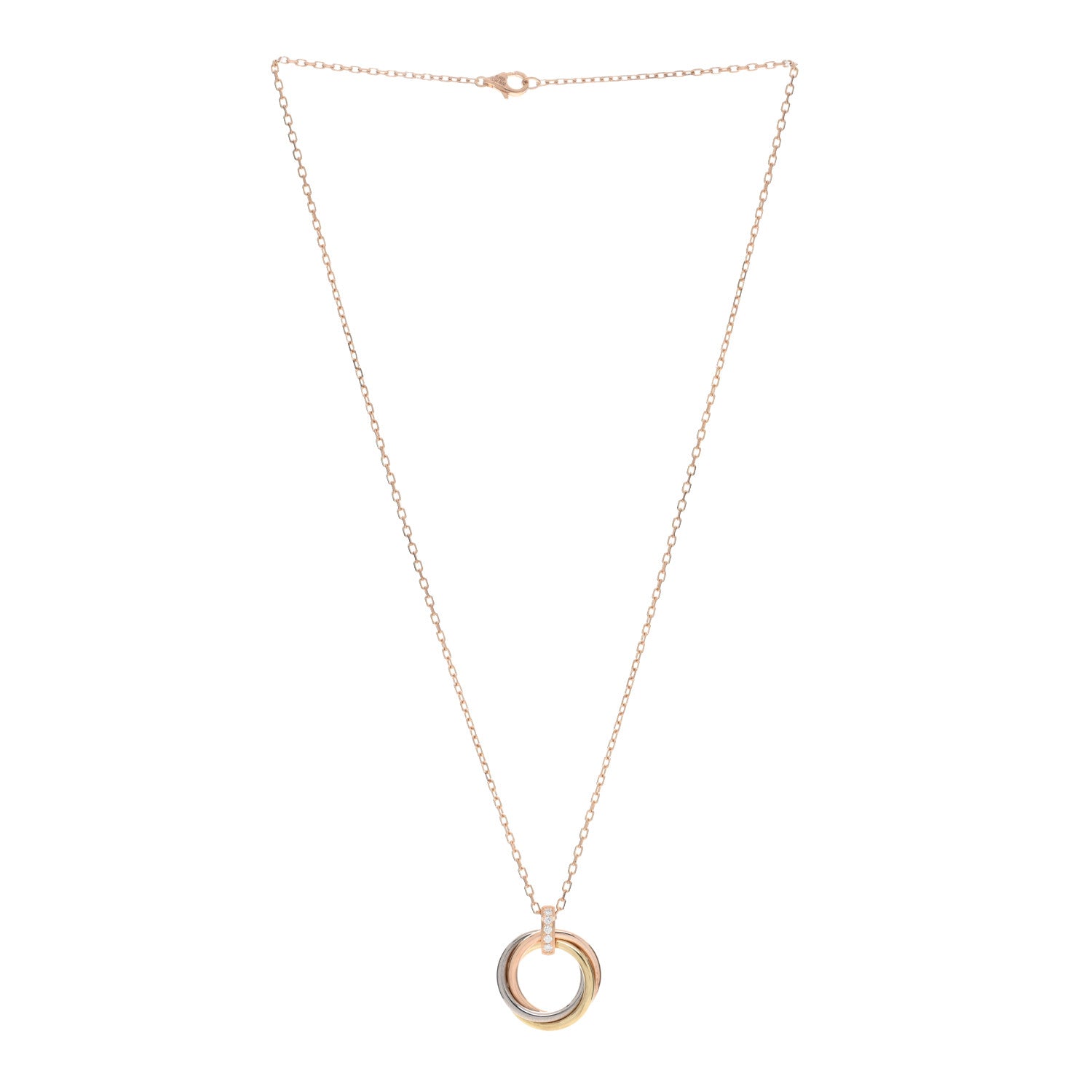 Cartier 18K Pink White Yellow Gold Diamond Trinity Pendant Necklace 3 of 4
