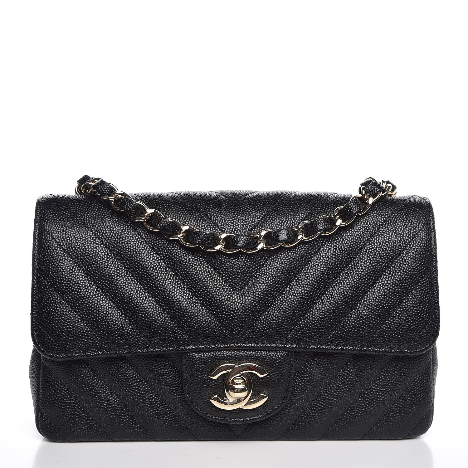 Chanel Caviar Chevron Quilted Mini Rectangular Flap Black 1 of 7