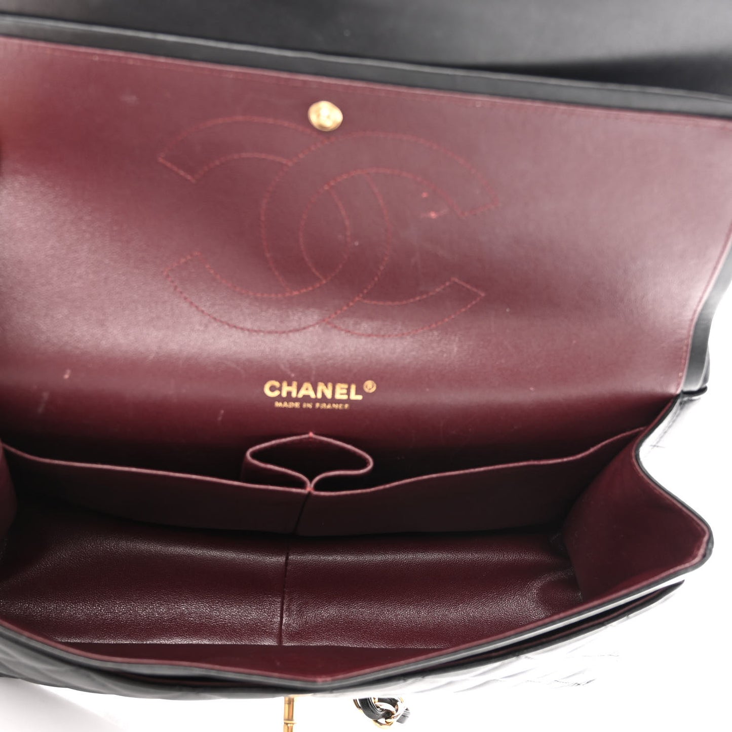 Lambskin Quilted Jumbo Double Flap Black