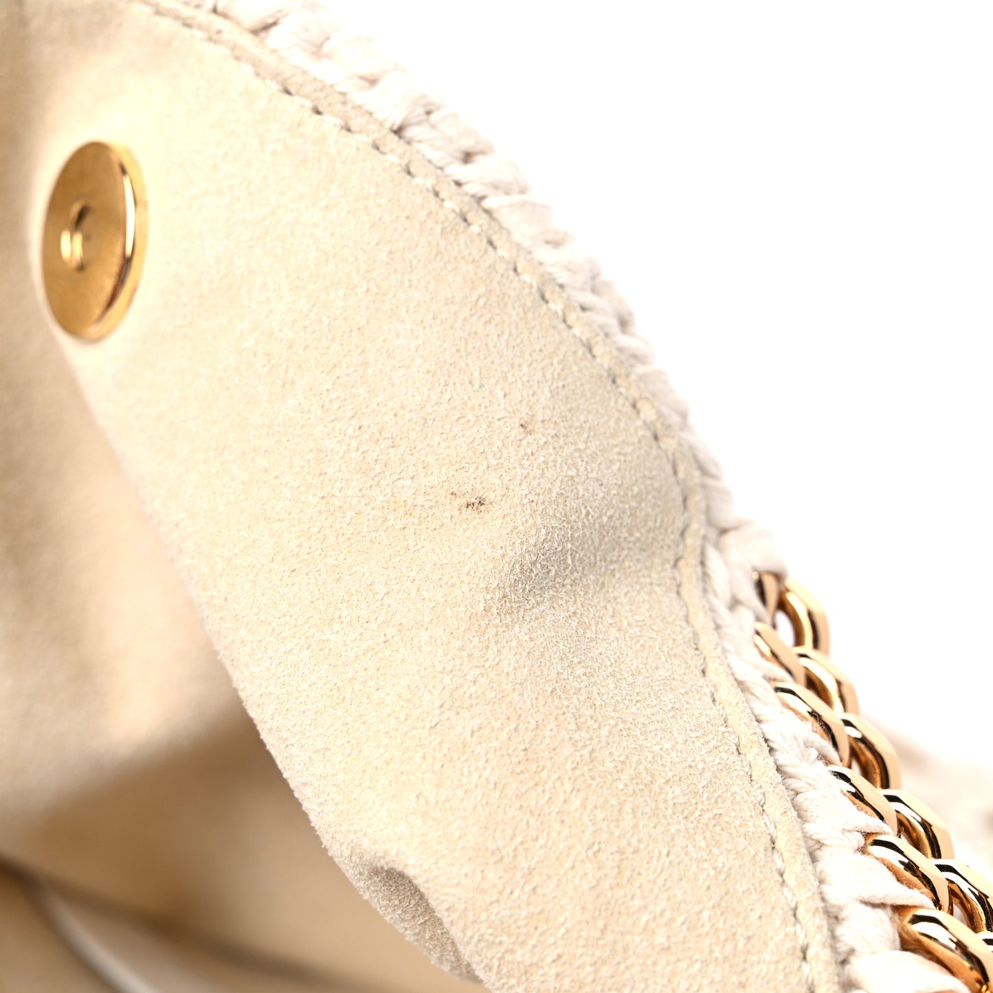 Cotton Crochet Falabella Ajouree Tote Bag White